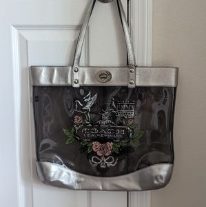 Coach graffiti PVC clear & transparent tote bag in silver hardware with silver